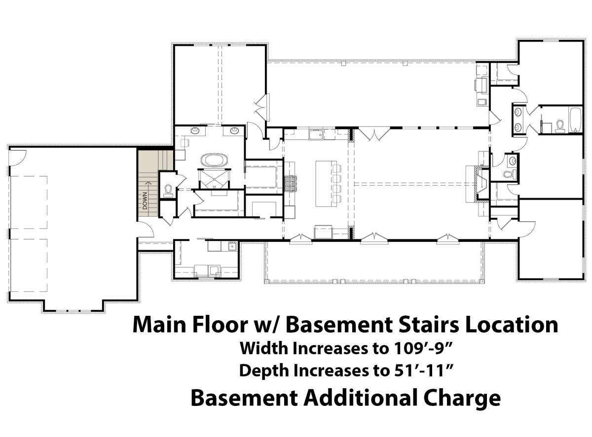 Main Floor w/ Basement Stair Location for House Plan #4534-00034