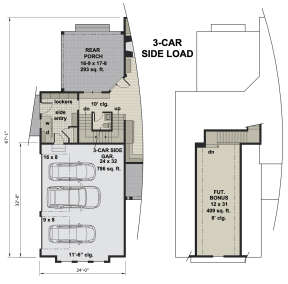 3 Car Side Garage Option for House Plan #098-00325
