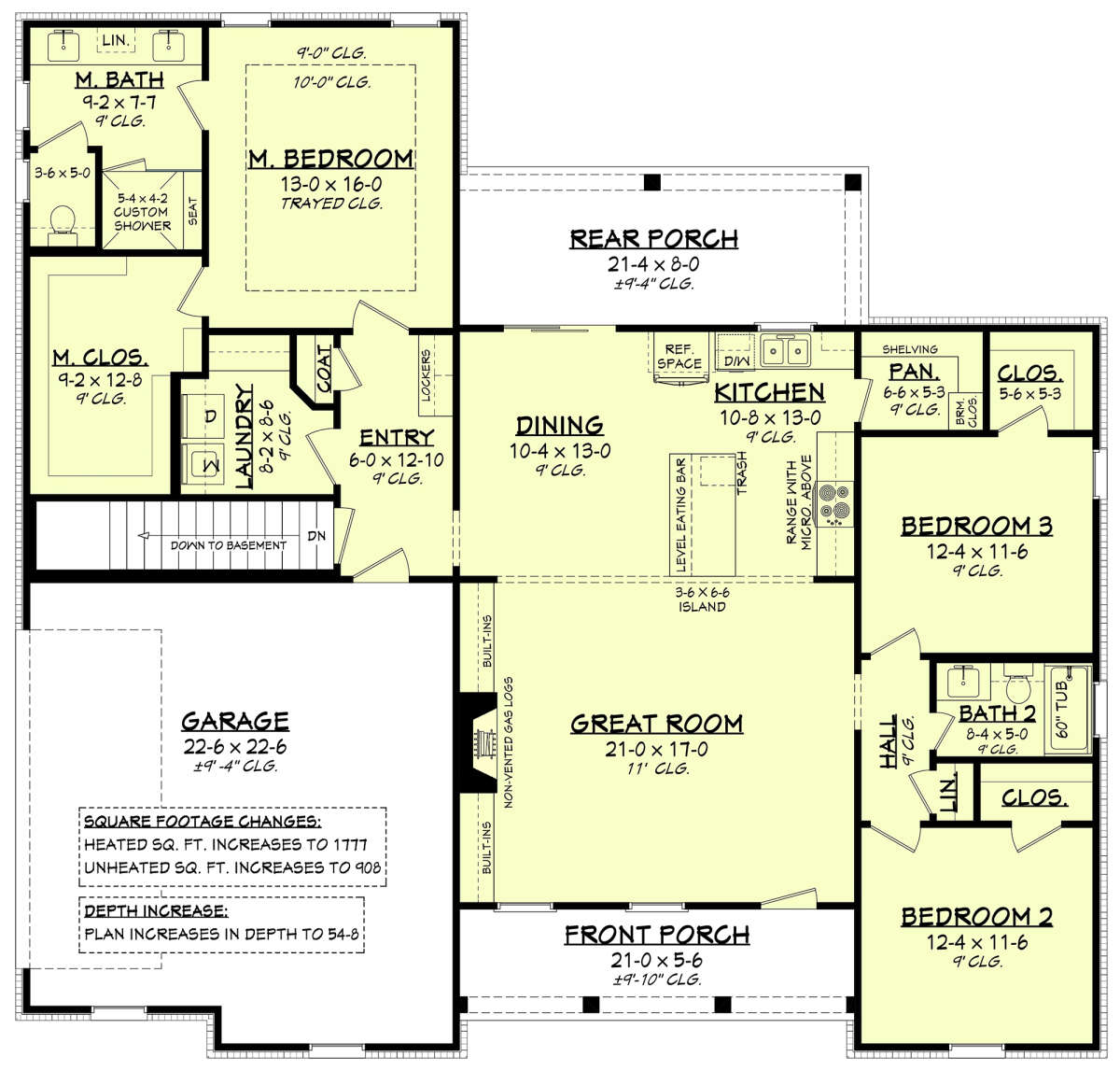 Main Floor w/ Basement Stair Location for House Plan #041-00231