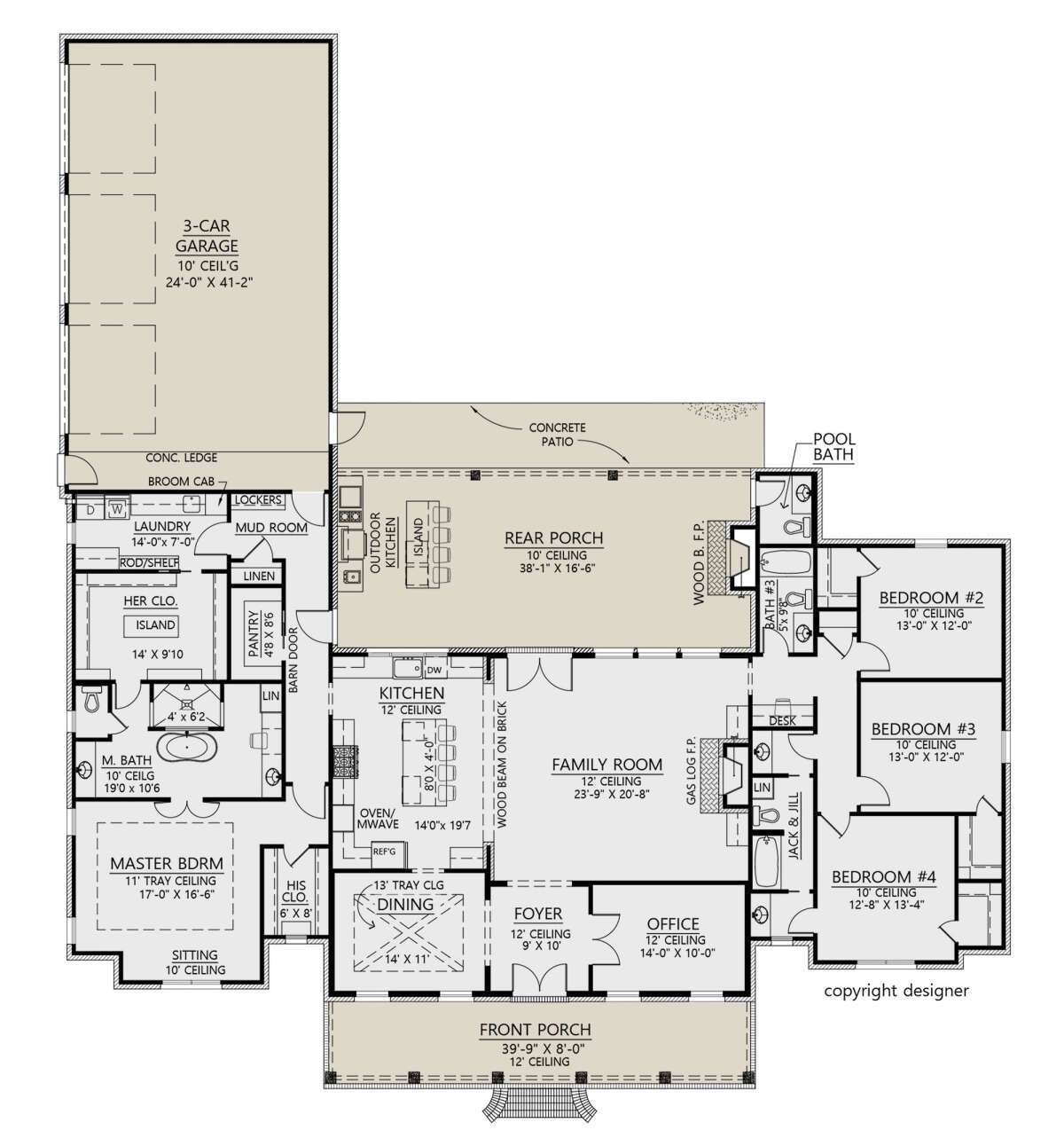 高速配送 Plan: Country French 3,273 3.5 Bedrooms, 4 Feet, Square クッションカバー