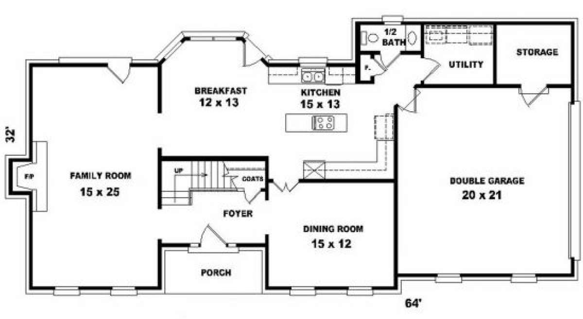 First Floor for House Plan #053-00233