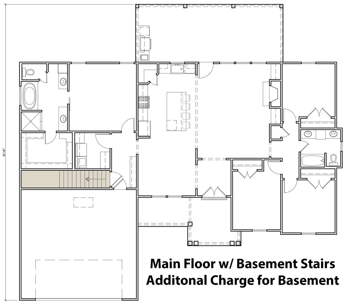 Main Floor w/ Basement Stair Location for House Plan #4534-00037