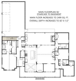 Main Floor w/ Basement Stair Location for House Plan #4534-00039