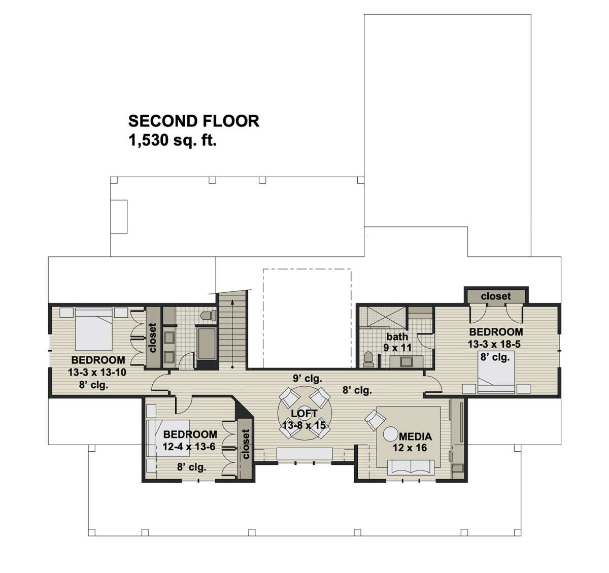Second Floor for House Plan #098-00326