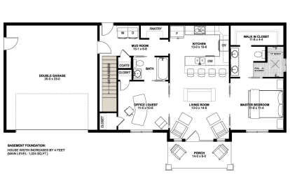 Main Floor w/ Basement Stairs Location for House Plan #2699-00002