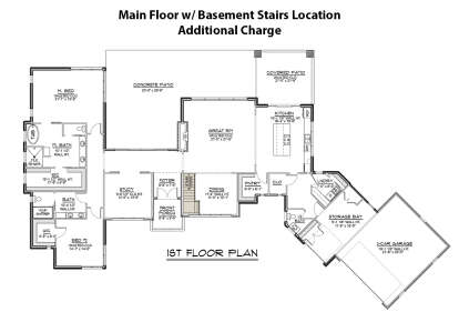 Main Floor w/ Basement Stair Location for House Plan #5032-00047