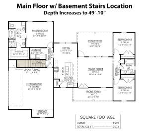 Main Floor w/ Basement Stair Location for House Plan #4534-00041