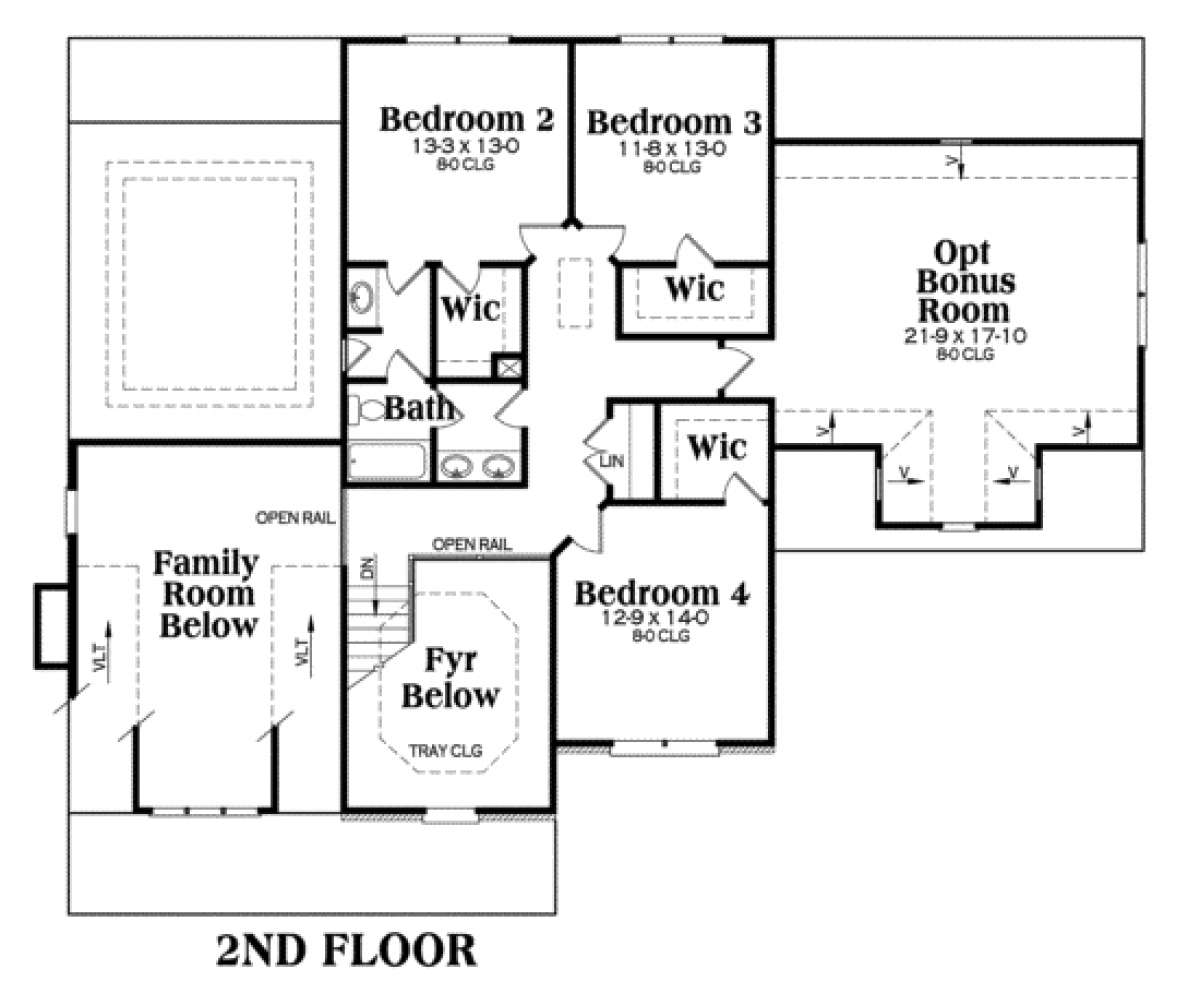 Second Floor for House Plan #009-00009