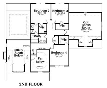 Second Floor for House Plan #009-00009