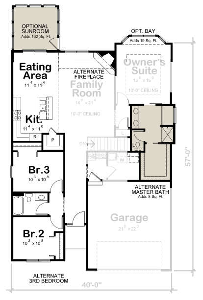 Alternate Main Floor Layout for House Plan #402-01672