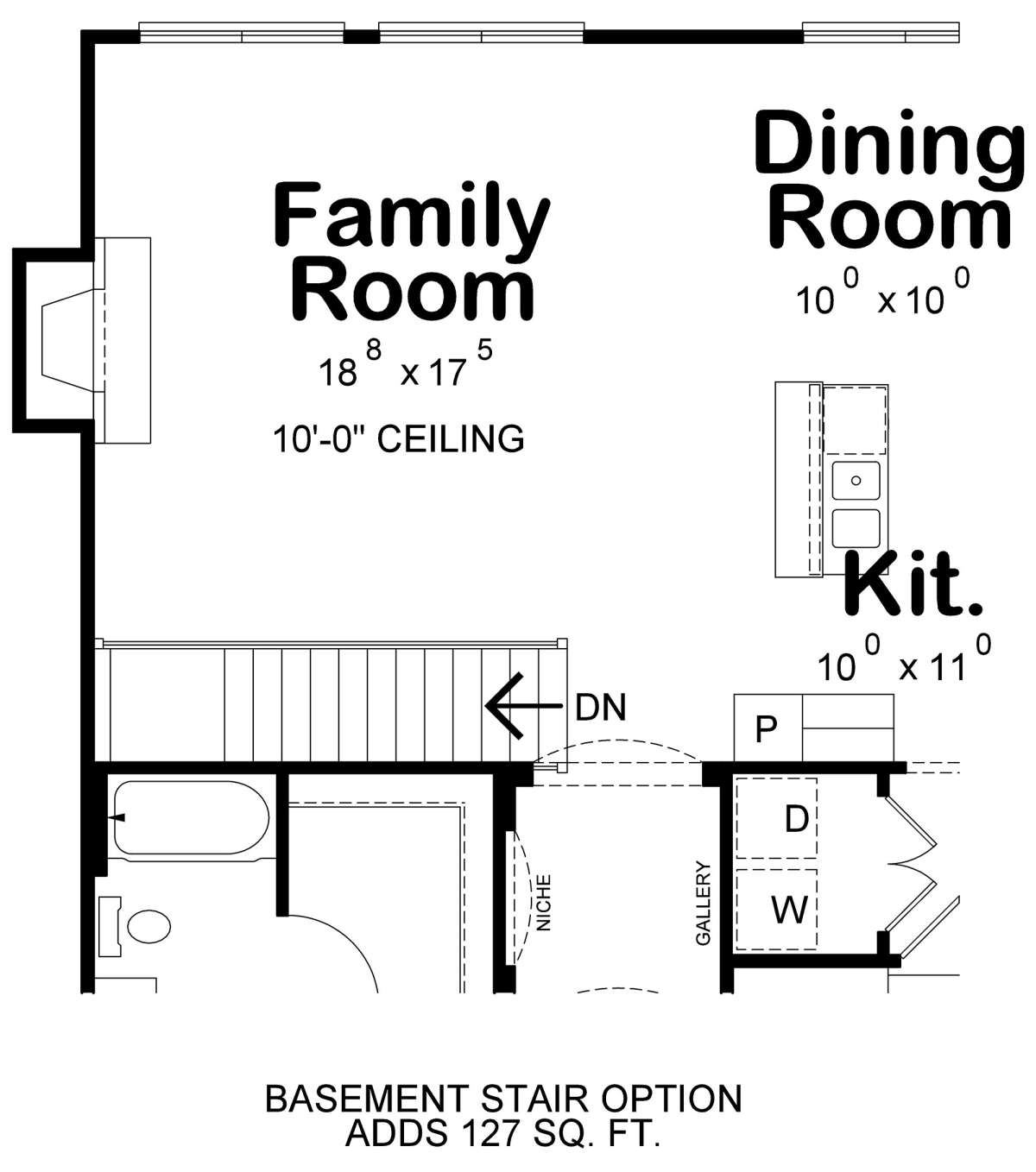 Main Floor w/ Basement Stair Location for House Plan #402-01673