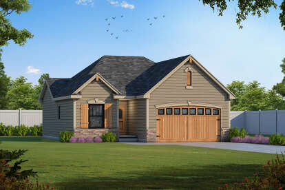 1 Bed, 2 Bath, 1136 Square Foot House Plan - #402-01674