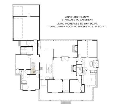 Main Floor w/ Basement Stair Location for House Plan #4534-00044