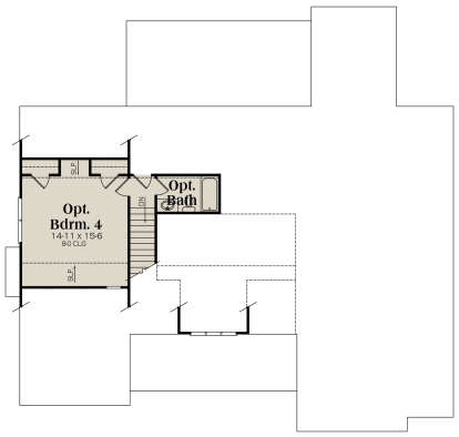 Optional second floor with 1BR, 1BA, and staircase. House Plan # 009-00299 Optional Second Floor Floor Plan Drawing by America's Best House Plans, Inc.