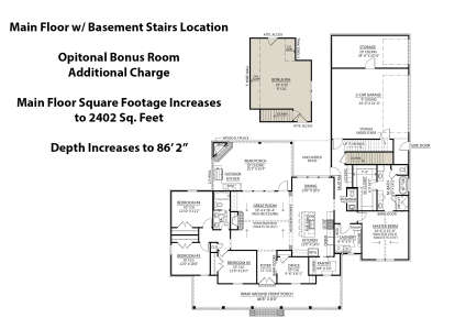 Main Floor w/ Basement Stair Location for House Plan #4534-00045