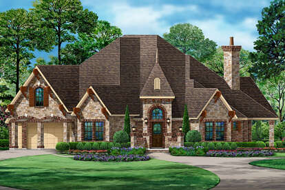 French Country House Plan #5445-00439 Elevation Photo