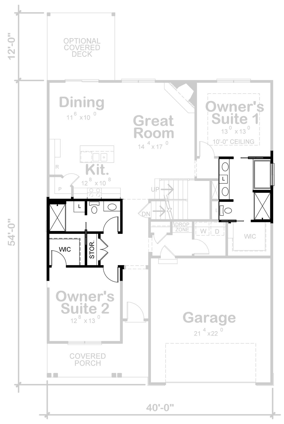 Main Floor w/ Alternate Master Bathrooms for House Plan #402-01682