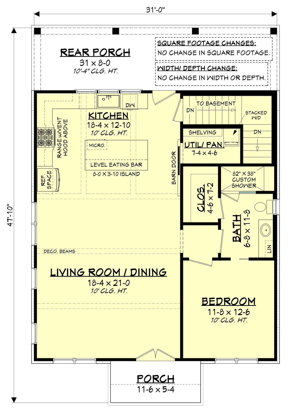 Main Floor w/ Basement Stair Location for House Plan #041-00239