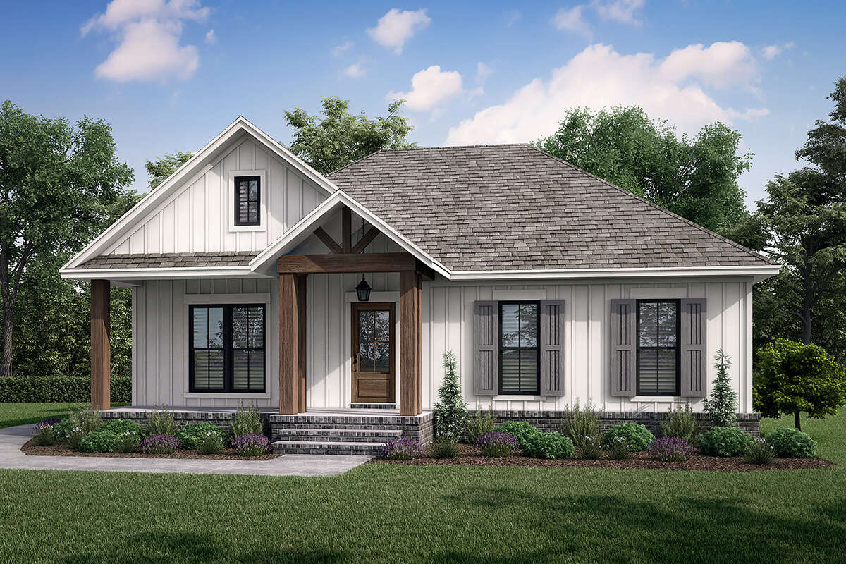 Modern Farmhouse Plan: 1,301 Square Feet, 2 Bedrooms, 2 Bathrooms ...