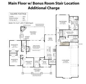 Main Floor w/ Optional Bonus Room Stairs for House Plan #4534-00047