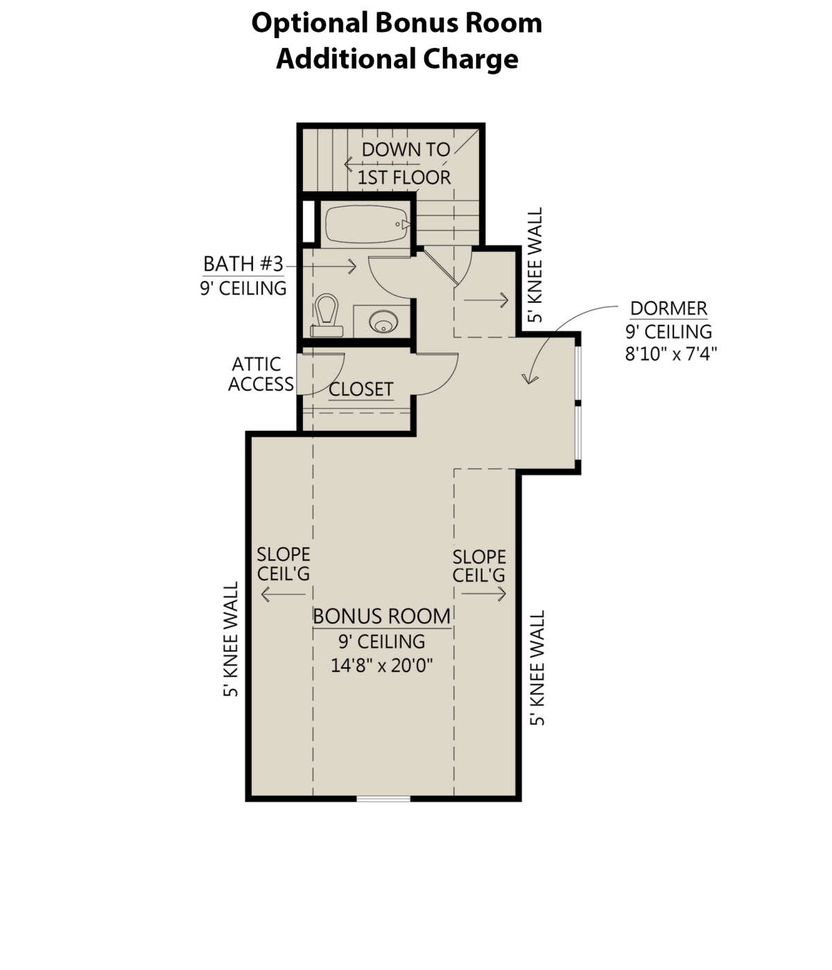 Optional Bonus Room for House Plan #4534-00047