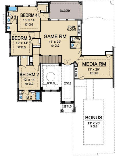 Second Floor for House Plan #5445-00445