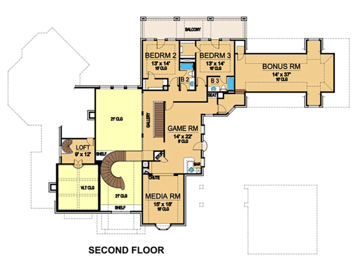 Second Floor for House Plan #5445-00452