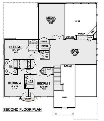 Second Floor for House Plan #5445-00454