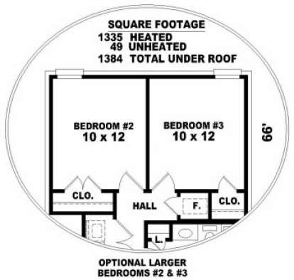 Optional Bedrooms for House Plan #053-00259