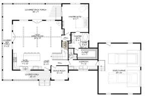 Main Floor w/ Basement Stairs Location for House Plan #940-00314