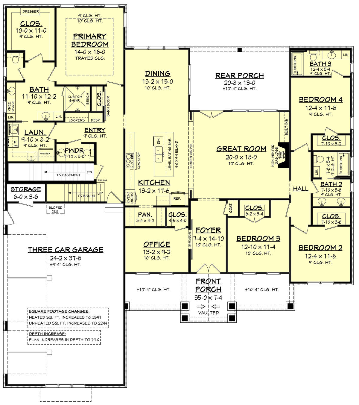 Main Floor w/ Basement Stair Location for House Plan #041-00243