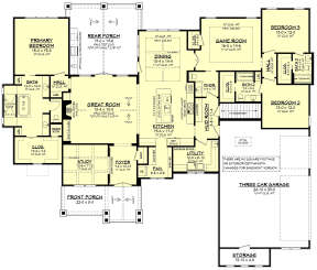 Main Floor w/ Basement Stair Location for House Plan #041-00244