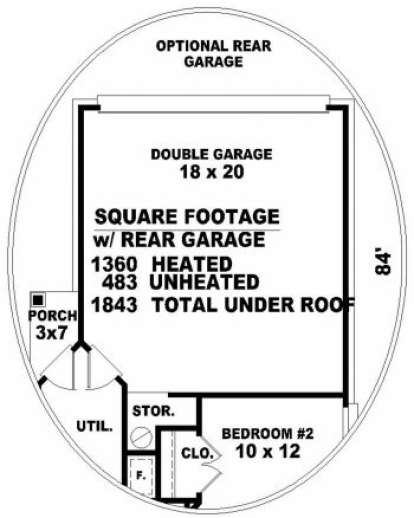 Optional Rear Garage for House Plan #053-00267