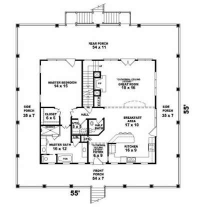 First Floor for House Plan #053-00269