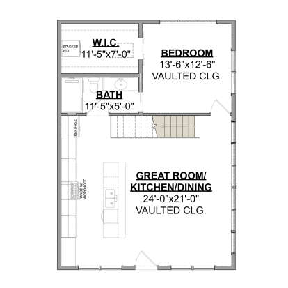 Main Floor w/ Basement Stair Location for House Plan #1462-00033
