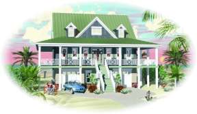Coastal House Plan #053-00270 Elevation Photo