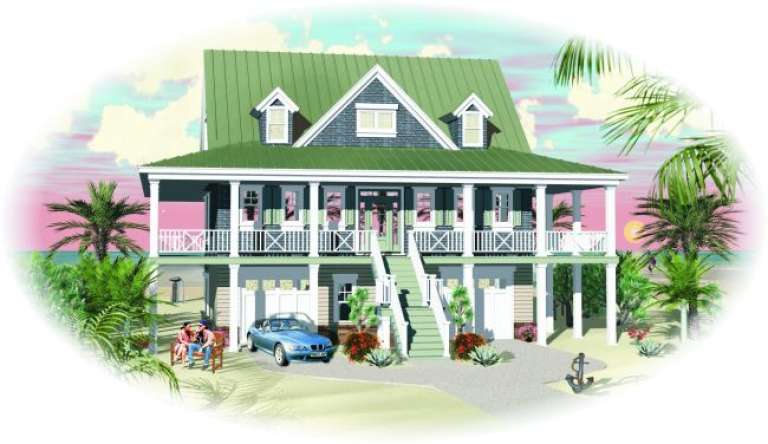 Coastal House Plan #053-00270 Elevation Photo