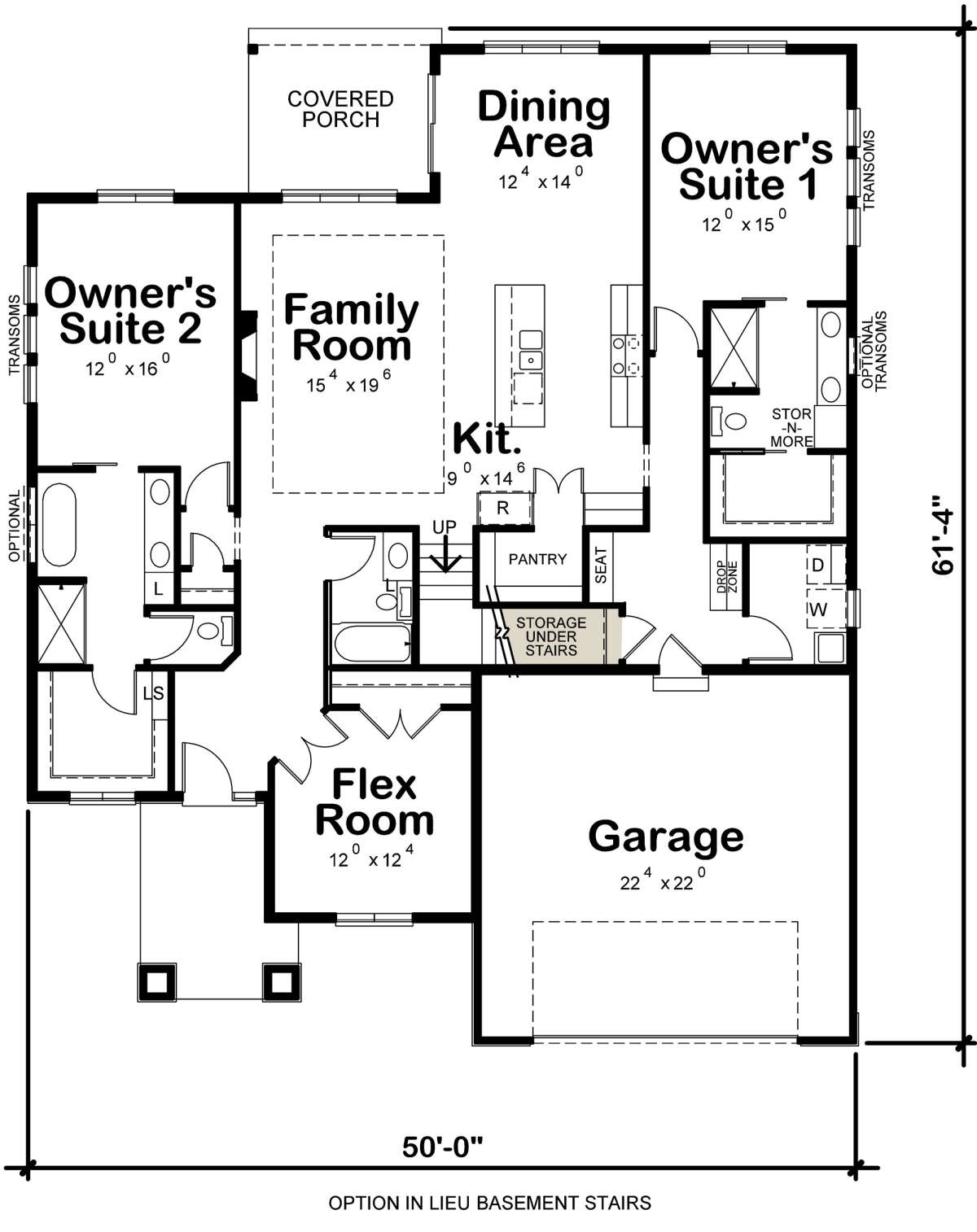 Main Floor w/o Basement Stairs Option for House Plan #402-01697