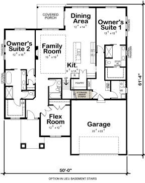 Main Floor w/o Basement Stairs Option for House Plan #402-01697
