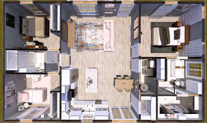 Overhead First Floor for House Plan #1776-00117