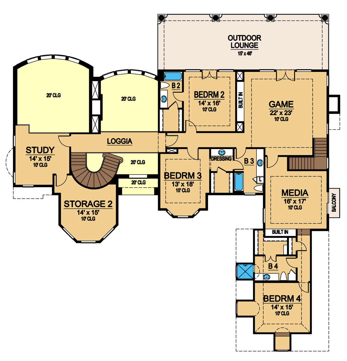 Second Floor for House Plan #5445-00463