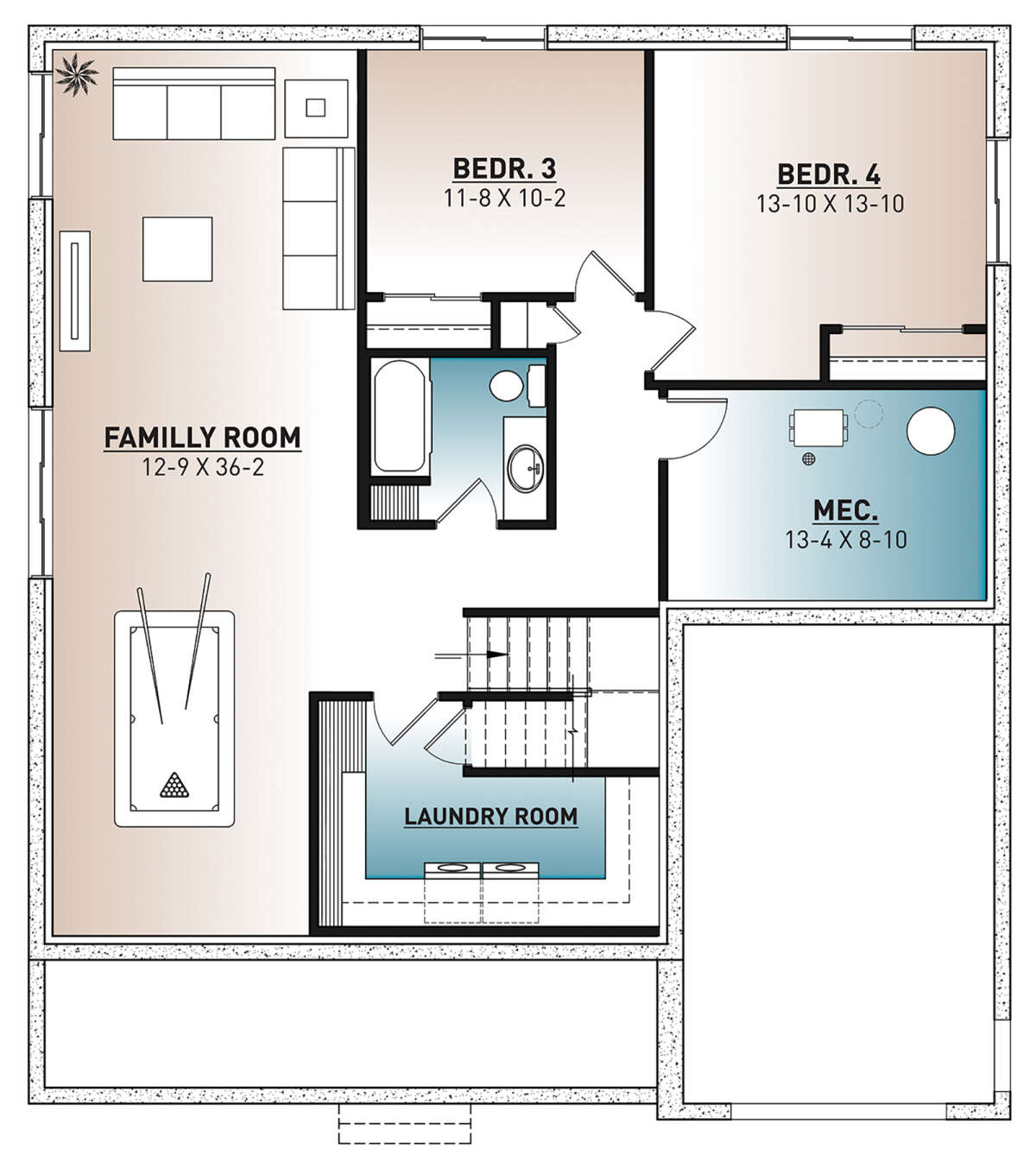 Basement for House Plan #034-01290