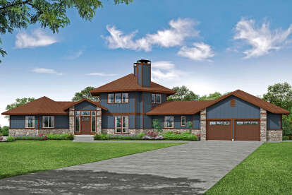 Lake Front House Plan #035-00907 Elevation Photo