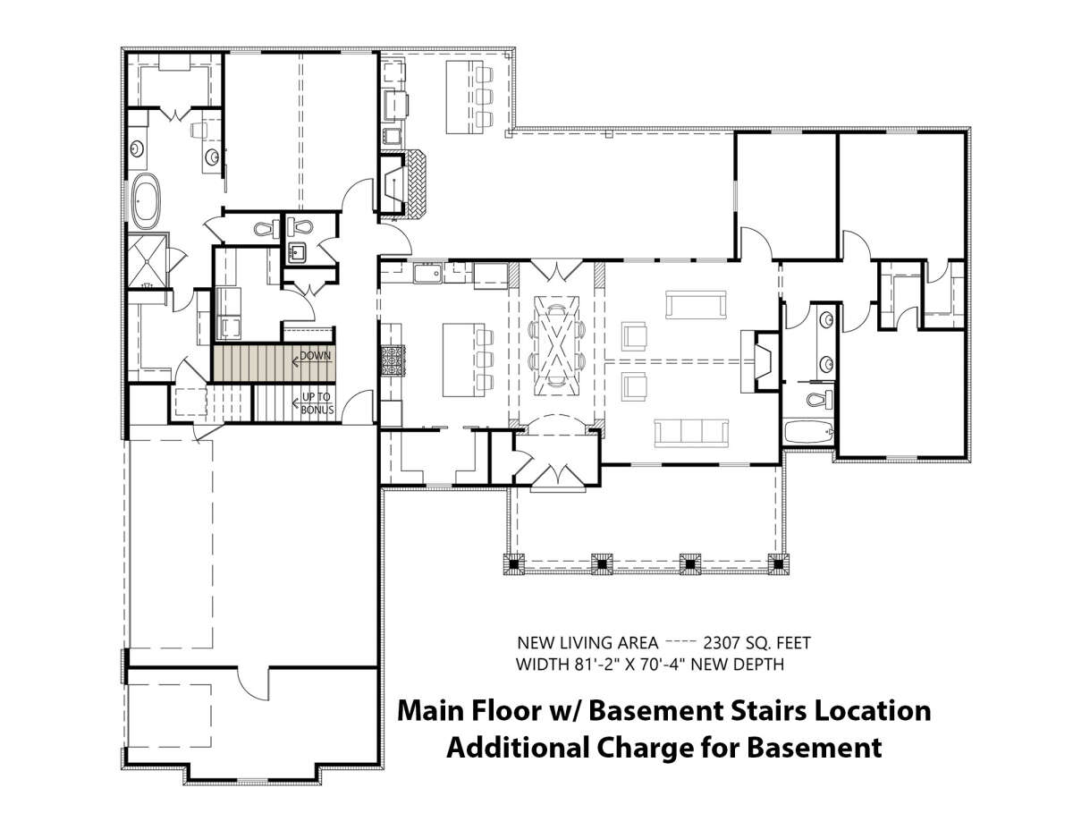 Main Floor w/ Basement Stair Location for House Plan #4534-00059