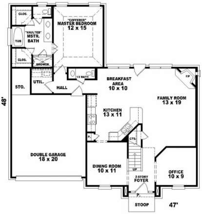First Floor for House Plan #053-00289