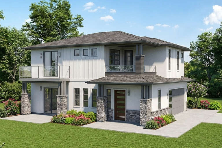 House Plan House Plan #25715 Angled Front Elevation