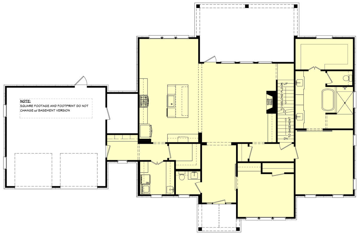 Main Floor w/ Basement Stair Location for House Plan #041-00250