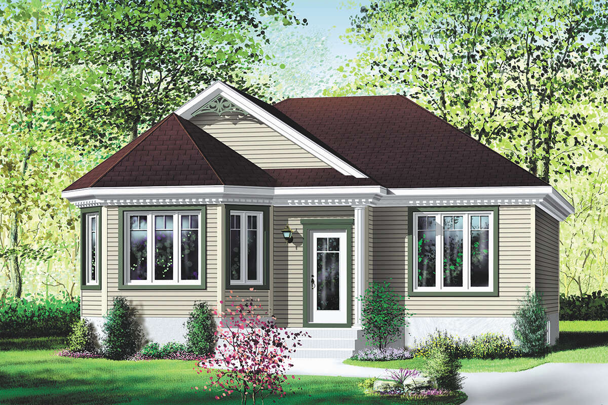 Cottage Plan: 1,047 Square Feet, 2 Bedrooms, 1 Bathroom - 6146-00459