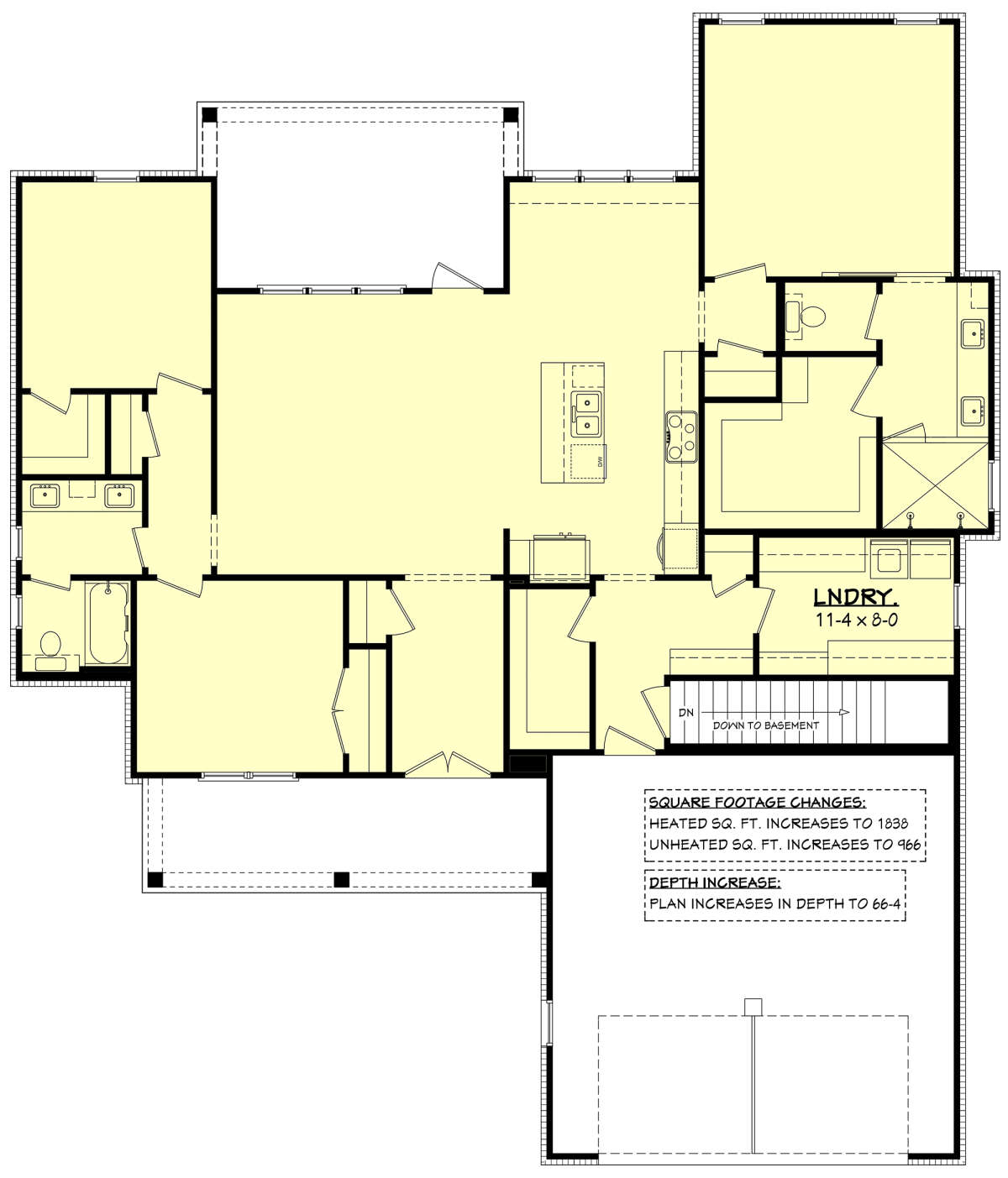Main Floor w/ Basement Stair Location for House Plan #041-00252