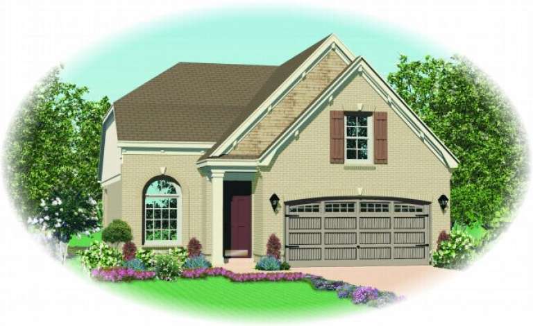 Narrow Lot House Plan #053-00296 Elevation Photo